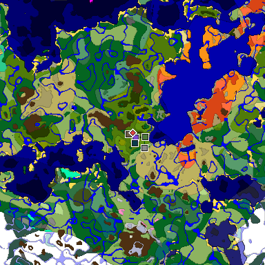 Predicted biome map of Java 1.20 seed 9121035571914479465 around estimated spawn