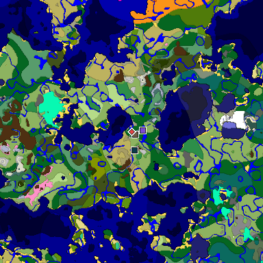 Predicted biome map of Java 1.20 seed -8919640560411735050 around estimated spawn