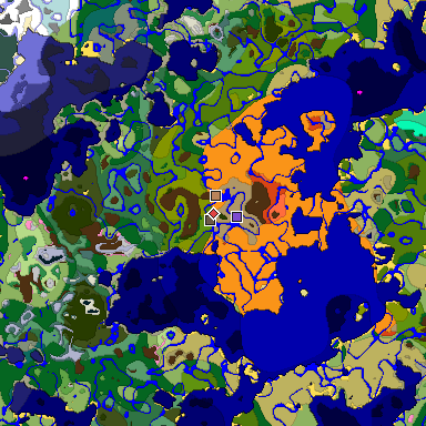 Predicted biome map of Java 1.20 seed -4483529754200448690 around estimated spawn