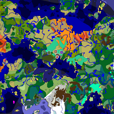 Predicted biome map of Java 1.20 seed -4247011925497308191 around estimated spawn