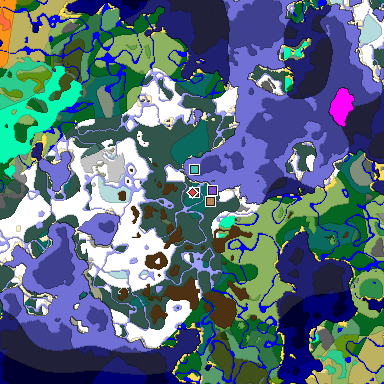 Predicted biome map of Java 1.20 seed -6167563748029024331 around estimated spawn