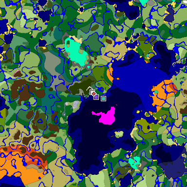 Predicted biome map of Java 1.20 seed -6778747759101252436 around estimated spawn