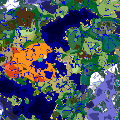Predicted biome map of Java 1.20 seed 7134354423186111560 around estimated spawn