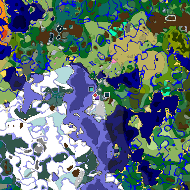 Predicted biome map of Java 1.20 seed -1625263230253016819 around estimated spawn