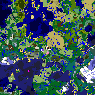 Predicted biome map of Java 1.20 seed -2609634377295164881 around estimated spawn