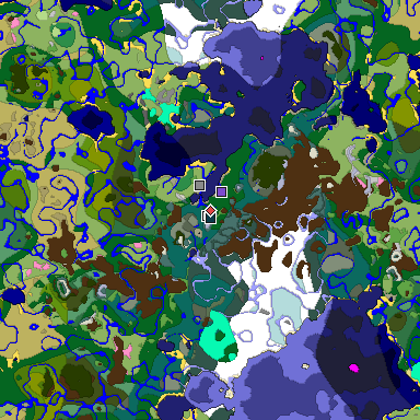 Predicted biome map of Java 1.20 seed -4345708550978562682 around estimated spawn