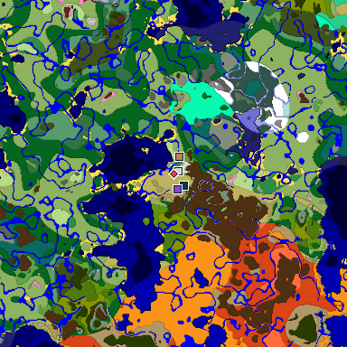 Predicted biome map of Java 1.20 seed 1856408608670404923 around estimated spawn