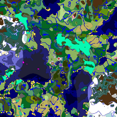 Predicted biome map of Java 1.20 seed 5801478284673395042 around estimated spawn