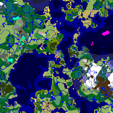 Predicted biome map of Java 1.20 seed -4933763123787324515 around estimated spawn