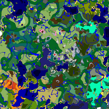 Predicted biome map of Java 1.20 seed 4543830668948829073 around estimated spawn