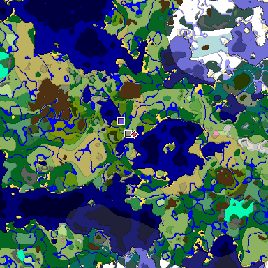 Predicted biome map of Java 1.20 seed -2718215711296294468 around estimated spawn
