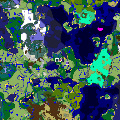 Predicted biome map of Java 1.20 seed 7071167829508972346 around estimated spawn