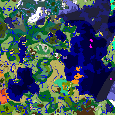 Predicted biome map of Java 1.20 seed 5261837112217869904 around estimated spawn