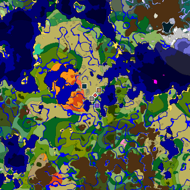 Predicted biome map of Java 1.20 seed -6886716780277895379 around estimated spawn