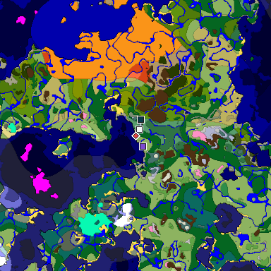 Predicted biome map of Java 1.20 seed 8402333049375353097 around estimated spawn