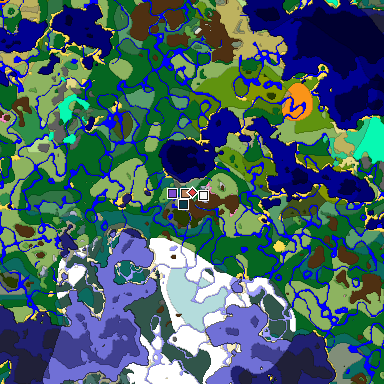 Predicted biome map of Java 1.20 seed 4148679621448762398 around estimated spawn