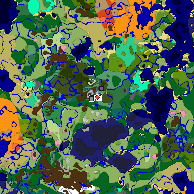 Predicted biome map of Java 1.20 seed 8582066070830351857 around estimated spawn