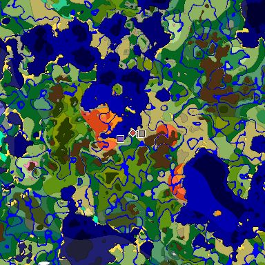 Predicted biome map of Java 1.20 seed -7091986451882152608 around estimated spawn