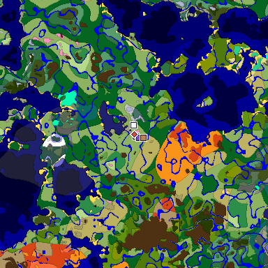 Predicted biome map of Java 1.20 seed 5116305324577920727 around estimated spawn