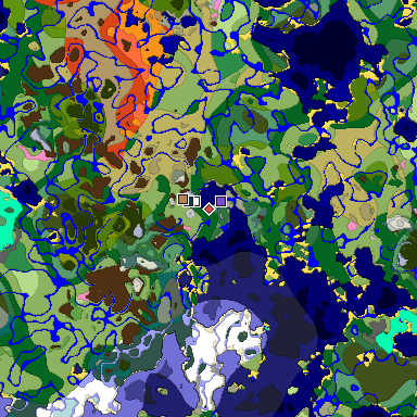 Predicted biome map of Java 1.20 seed 2775313110889037776 around estimated spawn