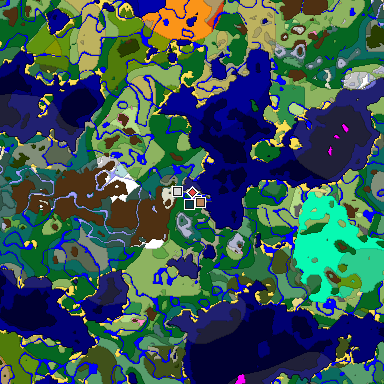 Predicted biome map of Java 1.20 seed -1131880025940102106 around estimated spawn