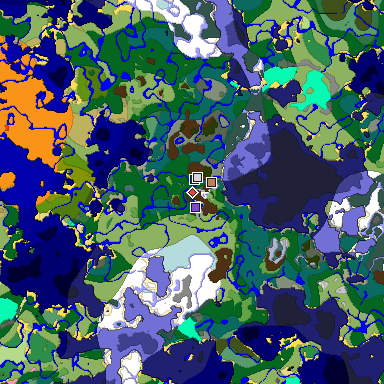 Predicted biome map of Java 1.20 seed -4315212448482163021 around estimated spawn