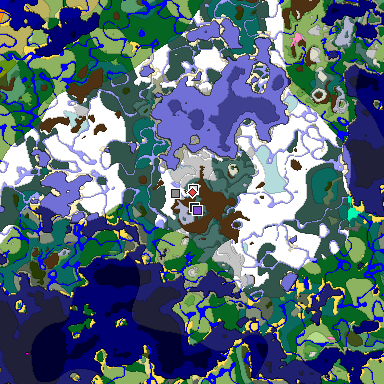 Predicted biome map of Java 1.20 seed -1699026149368283407 around estimated spawn