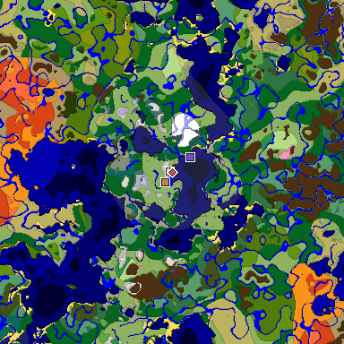 Predicted biome map of Java 1.20 seed 81103441862323866 around estimated spawn