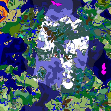 Predicted biome map of Java 1.20 seed -3387029440190182958 around estimated spawn