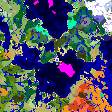 Map of Minecraft seed 530369587948376575 around spawn