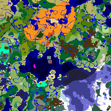 Map of Minecraft seed 6040771950839585550 around spawn