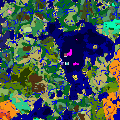 Predicted biome map of Java 1.20 seed 4097957857842969753 around estimated spawn