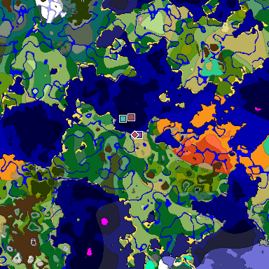 Predicted biome map of Java 1.20 seed -5322259763704070900 around estimated spawn
