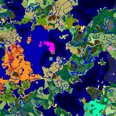 Predicted biome map of Java 1.20 seed -2660023362920457766 around estimated spawn