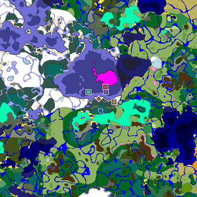 Predicted biome map of Java 1.20 seed -8623347040135053309 around estimated spawn