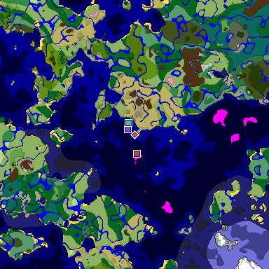 Predicted biome map of Java 1.20 seed -3473224107260349738 around estimated spawn