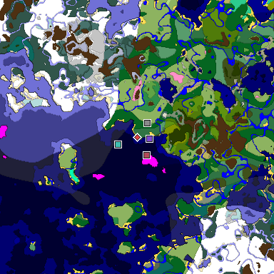 Predicted biome map of Java 1.20 seed -7959846117884108188 around estimated spawn