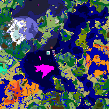 Predicted biome map of Java 1.20 seed -7152112156350677735 around estimated spawn
