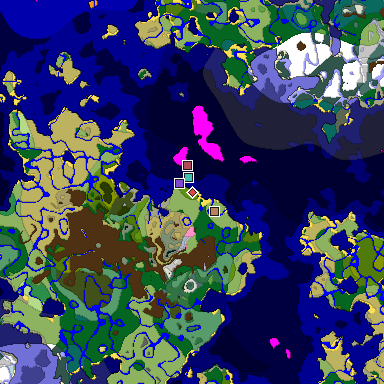 Predicted biome map of Java 1.20 seed 7900738091364414263 around estimated spawn
