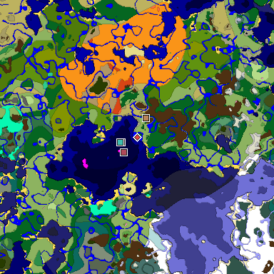 Predicted biome map of Java 1.20 seed 6040771950839585550 around estimated spawn