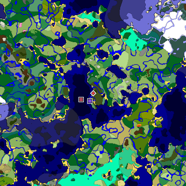 Predicted biome map of Java 1.20 seed -2084615039691786750 around estimated spawn