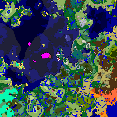 Predicted biome map of Java 1.20 seed -8986262299630952823 around estimated spawn