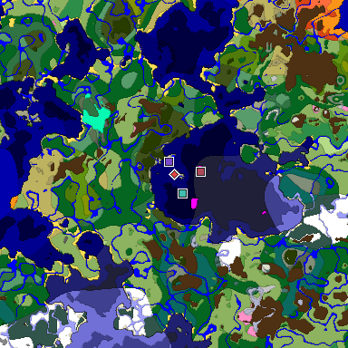 Predicted biome map of Java 1.20 seed -8608314069127893117 around estimated spawn
