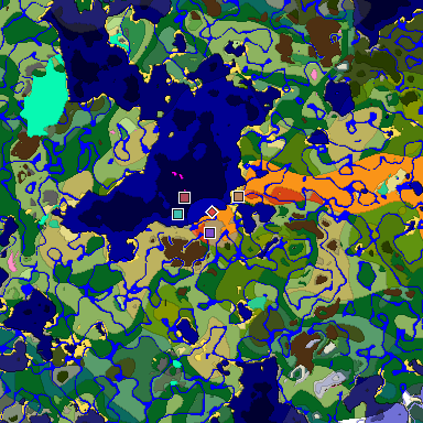 Predicted biome map of Java 1.20 seed 1757270307534975027 around estimated spawn