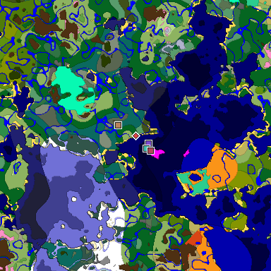 Predicted biome map of Java 1.20 seed 8932970307392852071 around estimated spawn