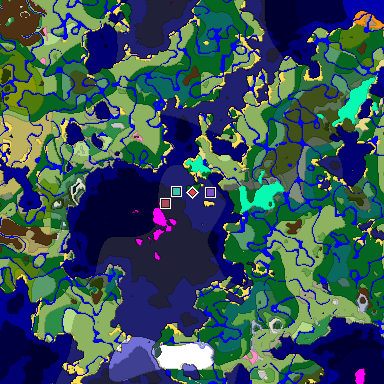 Predicted biome map of Java 1.20 seed 6730770147168145052 around estimated spawn