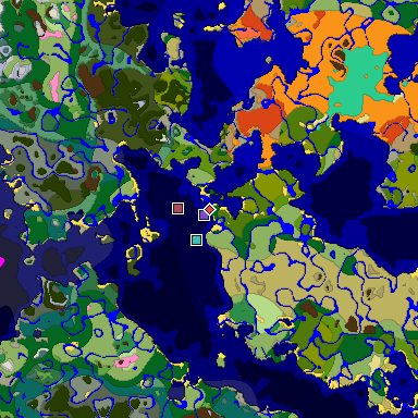 Predicted biome map of Java 1.20 seed 4189689134742549534 around estimated spawn