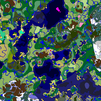 Predicted biome map of Java 1.20 seed -6668201360799183847 around estimated spawn