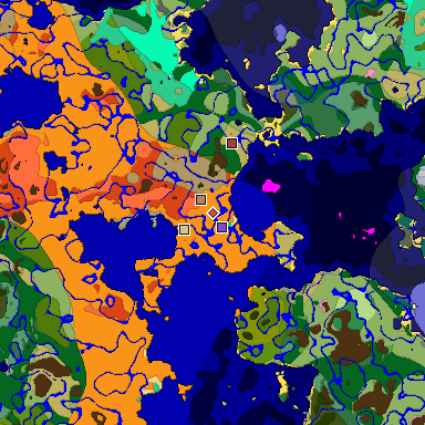 Predicted biome map of Java 1.20 seed 8465671007628095538 around estimated spawn