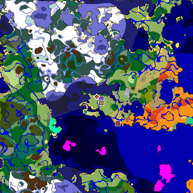 Predicted biome map of Java 1.20 seed -4194244997996746635 around estimated spawn